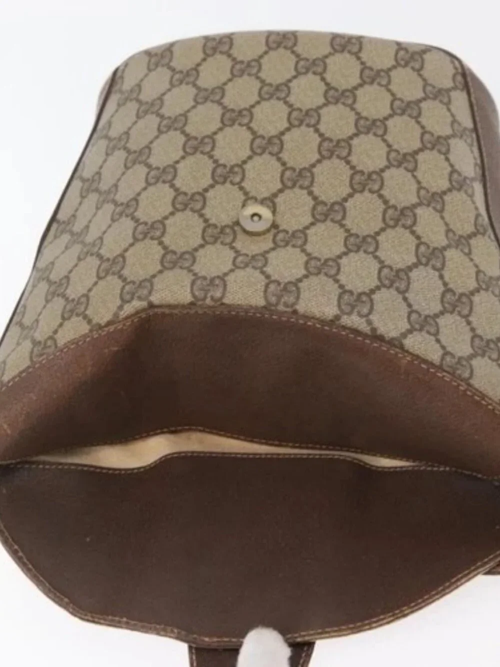 GUCCI GG Supreme Web Sherry Line Bag PVC Beige Gold 40 02 081 Auth YKZ594